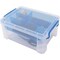 Advantus Stackable Storage Tote W/ Lid, 14-3/10 in L x 10-3/10 in W x 6-1/2 in H, Clear, Blue AVT37371 - alternate 2